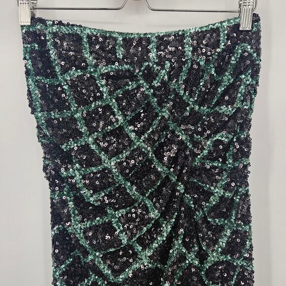 Zara Black Sequin midi skirt holiday gala Christmas formal slit - Picture 3 of 12